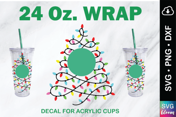 Christmas Tree Light 24 Arcylic Cup Wrap