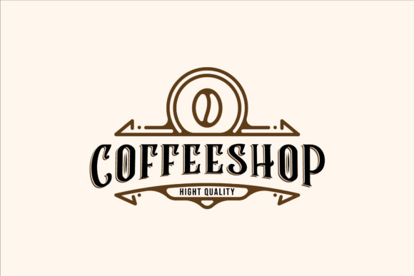 Coffee Shop Logo Line Art Vintage Vector