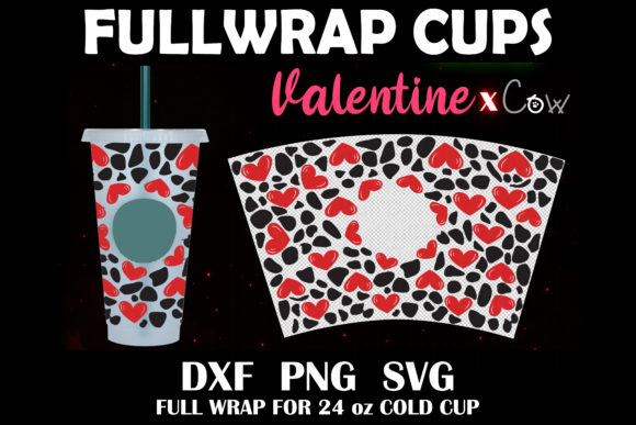 Full Wrap 24 Oz Cold Cup Cow Heart