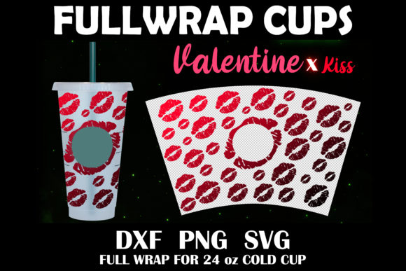 Full Wrap 24 Oz Cold Cup Kiss Valentine