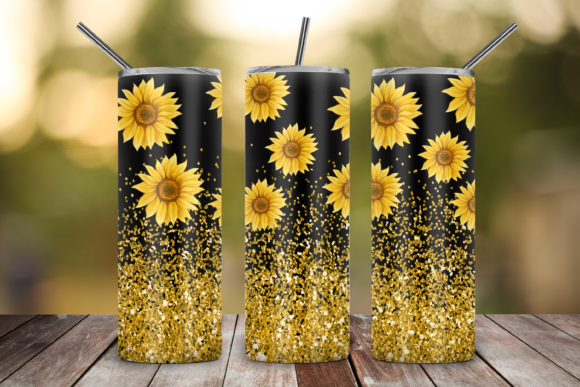 Glitter Sunflower 20Oz Skinny Tumbler