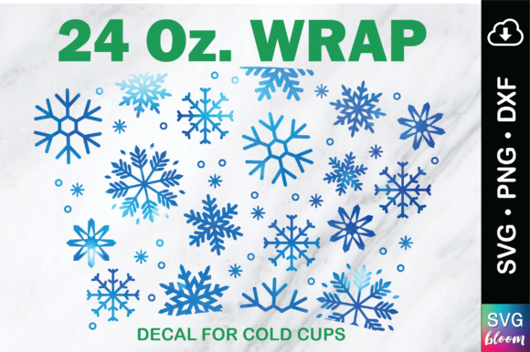 Snowflake No Hold 24oz Full Wrap Tumbler